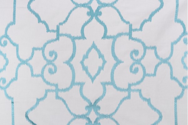 Thibaut Ogden W714215 Embroidered Drapery Fabric in Turquoise