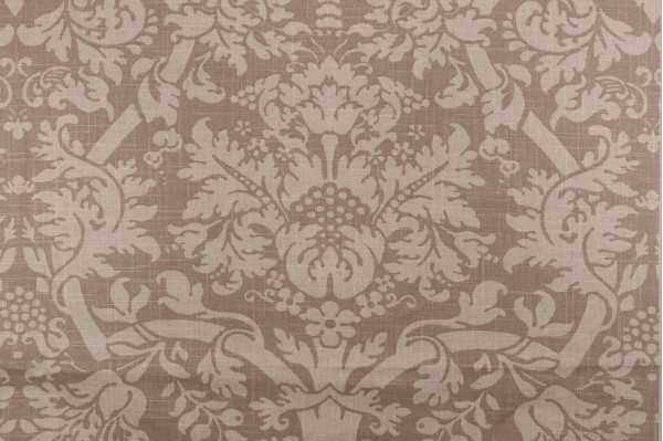 1 Yard Thibaut Residence Damask F91353 Printed Linen Blend Drapery Fabric in Taupe