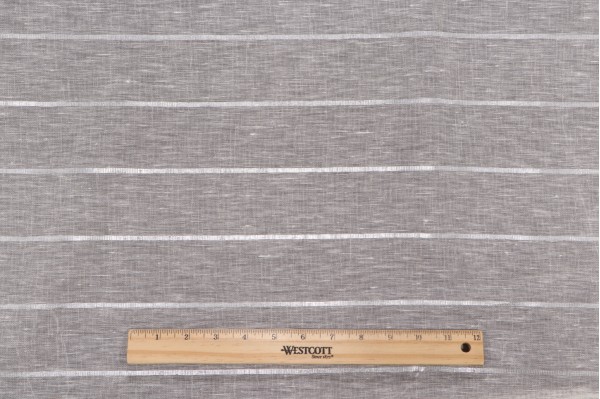 Thibaut Deco Stripe AW9133 Woven Sheer Drapery Fabric in Flax