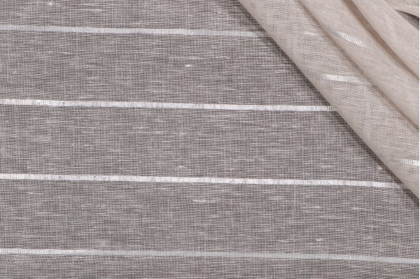 Thibaut Deco Stripe AW9133 Woven Sheer Drapery Fabric in Flax