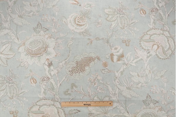 Thibaut Rittenhouse F94149 Printed Cotton Blend Drapery Fabric in Seaglass