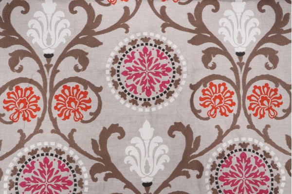 Anna French Banyan W764104 Printed & Embroidered Linen Drapery Fabric in Fuchsia for Thibaut