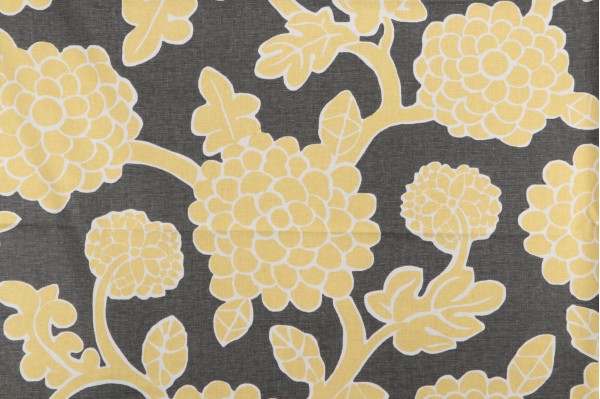 Thibaut Nikko F916016 Printed Linen Blend Drapery Fabric in Yellow and Grey