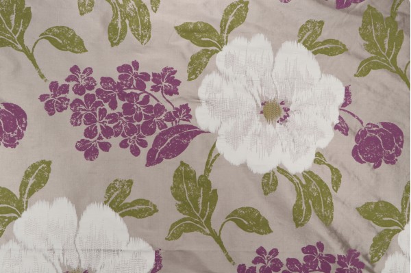 Thibaut Rue De Seine AF7868 Printed & Embroidered Silk Drapery Fabric in Cream on Taupe