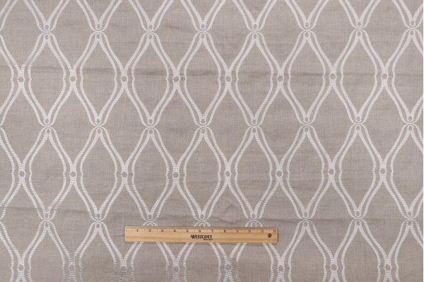 Thibaut Frankfurt W74107 Embroidered Linen Drapery Fabric in Natural Linen