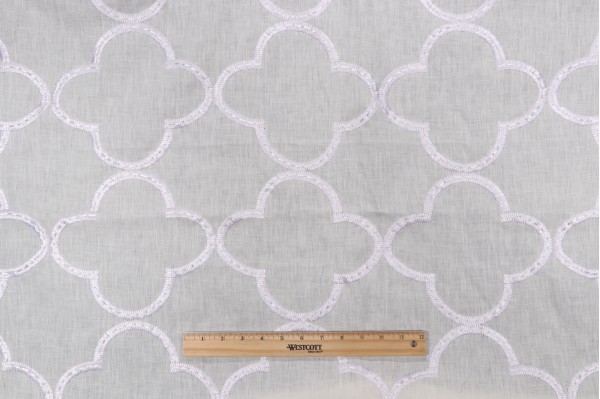 Thibaut Mara W716001 Embroidered Drapery Fabric in White