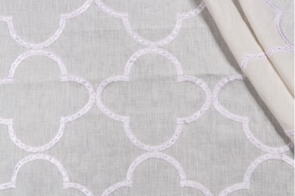 Thibaut Mara W716001 Embroidered Drapery Fabric in White