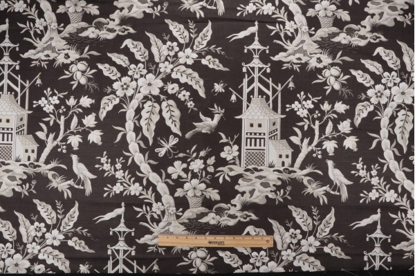 Click for 1.75 Yards Thibaut Pagoda Garden F914207 Printed Linen Blend Drapery Fabric in Charcoal Thibaut Pagoda Garden F914207 Printed Linen Blend Drapery Fabric in Charcoal