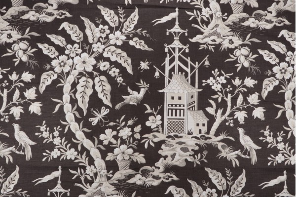 Click for 1.75 Yards Thibaut Pagoda Garden F914207 Printed Linen Blend Drapery Fabric in Charcoal Thibaut Pagoda Garden F914207 Printed Linen Blend Drapery Fabric in Charcoal