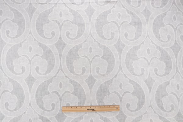 Thibaut Clovis W714263 Sheer Embroidered Linen Drapery Fabric in Off-White