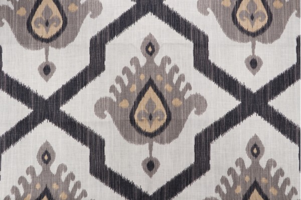 Thibaut Myanmar Ikat F936135 Printed Linen Blend Drapery Fabric in Black