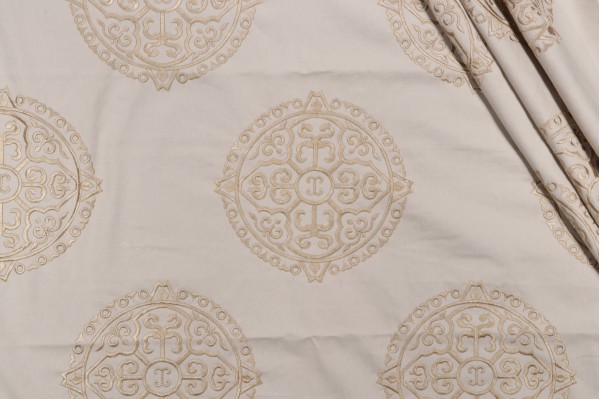 Thibaut Halie W736102 Embroidered Drapery Fabric in Neutral