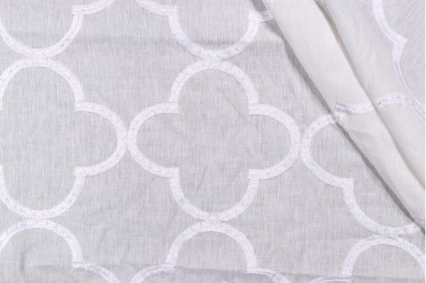 Thibaut Mara W716001 Sheer Embroidered Drapery Fabric in White