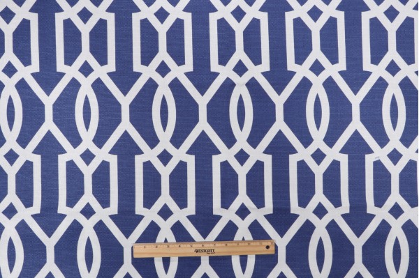 Thibaut Downing Gate F916047 Printed Linen Blend Drapery Fabric in Navy