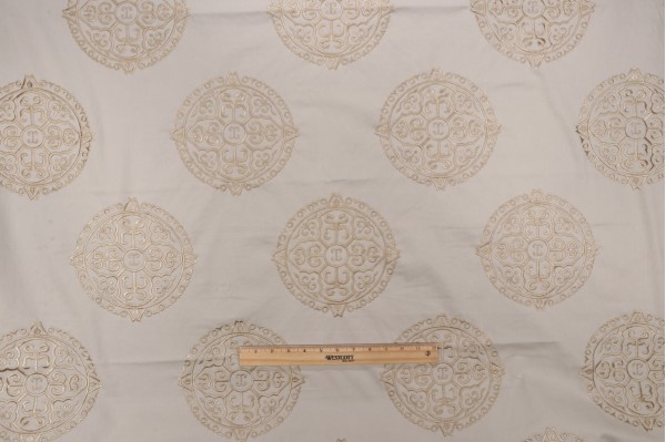 Thibaut Halie W736102 Embroidered Drapery Fabric in Neutral