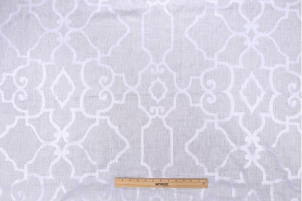 Click for 3 Yards Anna French Ogden W714211 Embroidered Linen Drapery Fabric in White on White for Thibaut Anna French Ogden W714211 Embroidered Linen Drapery Fabric in White on White for Thibaut
