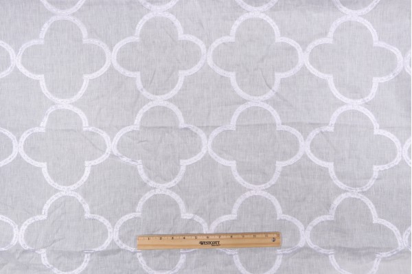 Thibaut Mara W716001 Sheer Embroidered Drapery Fabric in White