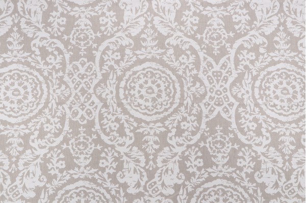 Thibaut Sansome F94155 Printed Linen Blend Drapery Fabric in White on Natural