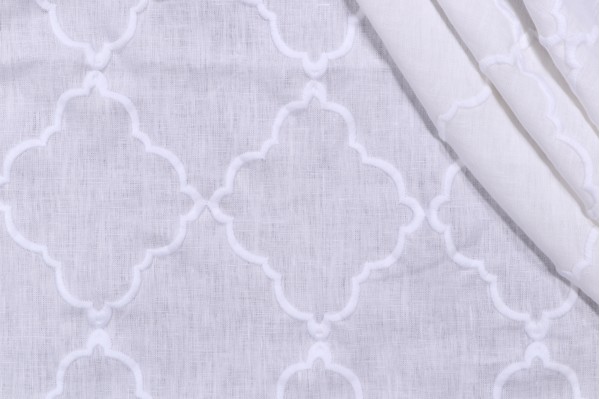 Click for 2 Yards Anna French Tunisia Trellis AF26137 Embroidered Linen Drapery Fabric in White for Thibaut Anna French Tunisia Trellis AF26137 Embroidered Linen Drapery Fabric in White for Thibaut