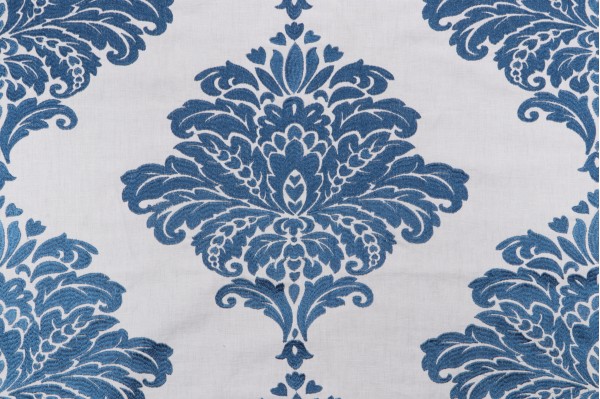 Click for 4.38 Yards Thibaut Arturo Damask W713014 Embroidered Drapery Fabric in Navy on White Thibaut Arturo Damask W713014 Embroidered Drapery Fabric in Navy on White
