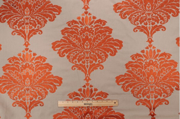 Thibaut Arturo Damask W713013 Embroidered Drapery Fabric in Orange