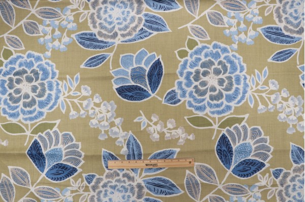 Thibaut Sulu F913011 Printed Linen Drapery Fabric in Green