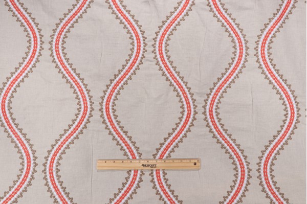 Click for 3.75 Yards Thibaut Juniper Ogee W764106 Embroidered Drapery Fabric in Coral and Stone Thibaut Juniper Ogee W764106 Embroidered Drapery Fabric in Coral and Stone