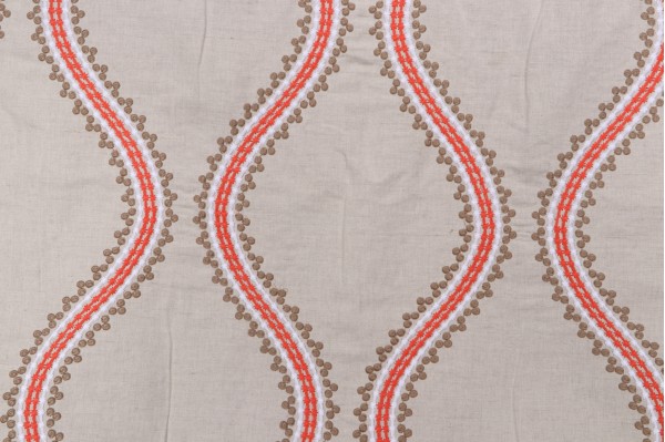 Click for 3.75 Yards Thibaut Juniper Ogee W764106 Embroidered Drapery Fabric in Coral and Stone Thibaut Juniper Ogee W764106 Embroidered Drapery Fabric in Coral and Stone