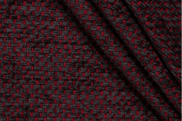 Scalamandre Auteuil Chenille Upholstery Fabric in Bordeaux/Anthracite