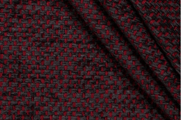 Scalamandre Auteuil Chenille Upholstery Fabric in Bordeaux/Anthracite