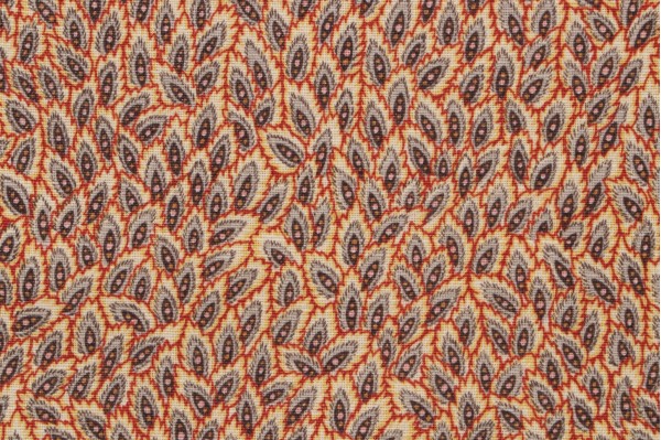 Grey Watkins Les Feuilles Printed Linen Drapery Fabric in Red/Grey for Scalamandre