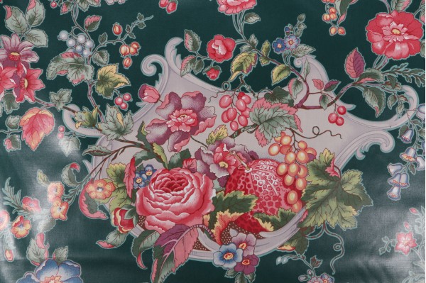 Fonthill La Neuveville Printed Polished Cotton Drapery Fabric in Green for Scalamandre