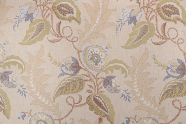 Thibaut Ballantyne Printed Cotton Drapery Fabric in Beige for Scalamandre