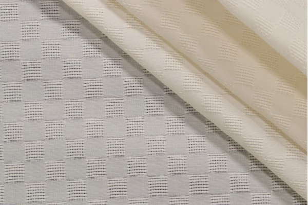 Scalamandre Scatella Squares Sheer Drapery Fabric in Cream