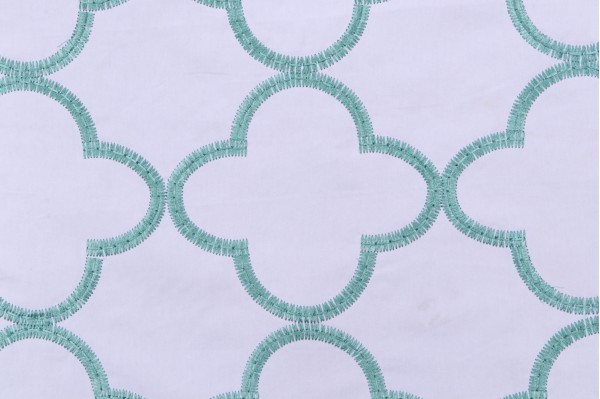 Thibaut Mara W716004 Embroidered Drapery Fabric in Turquoise