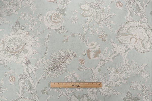 Thibaut Rittenhouse F94149 Printed Cotton Blend Drapery Fabric in Sea Glass