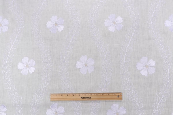 Thibaut Standish AW2553 Embroidered Drapery Fabric in White