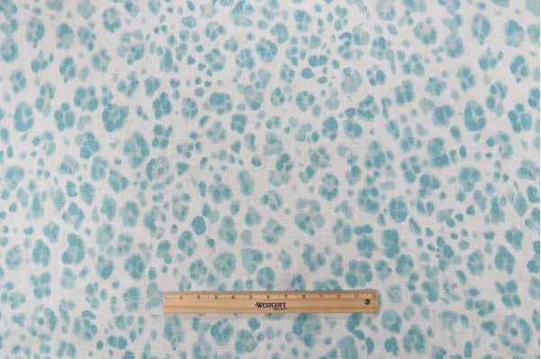 Thibaut Panthera F924379 Printed Linen Drapery Fabric in Aqua