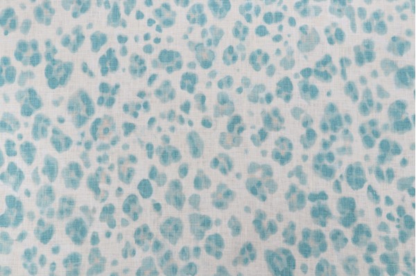 Thibaut Panthera F924379 Printed Linen Drapery Fabric in Aqua