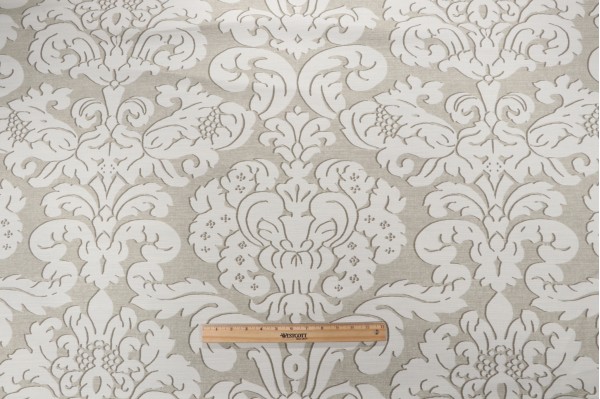 Thibaut Trelawny Damask F914218 Printed Linen Blend Drapery Fabric in Beige