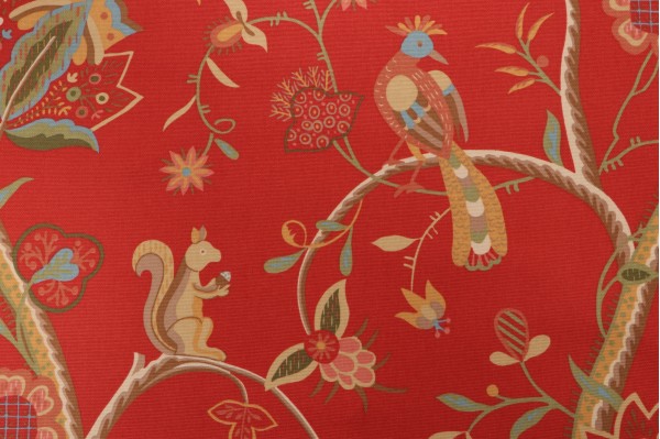Thibaut Kirkwood Printed Cotton Drapery Fabric in Red for Scalamandre