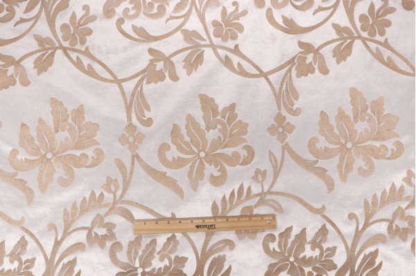 Kat Burki Notte Hand-Printed Velvet Decorator Fabric in Cream for Scalamandre