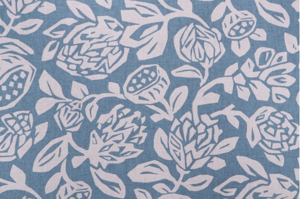 Robert Allen Cutwork Floral Printed Cotton Drapery Fabric in Cove