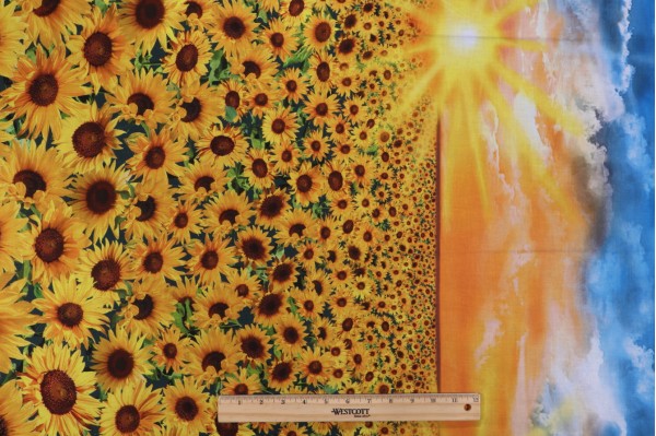 Timeless Treasures Sunflower Sunset Panel Printed Cotton Craft Fabric in Sunset