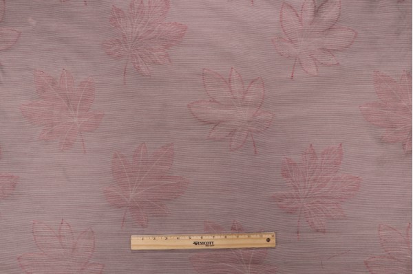 Grey Watkins Falling Leaves Silk Sheer Drapery Fabric in Red for Scalamandre