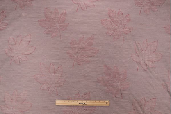 Grey Watkins Falling Leaves Sheer Silk Drapery Fabric in Red for Scalamandre