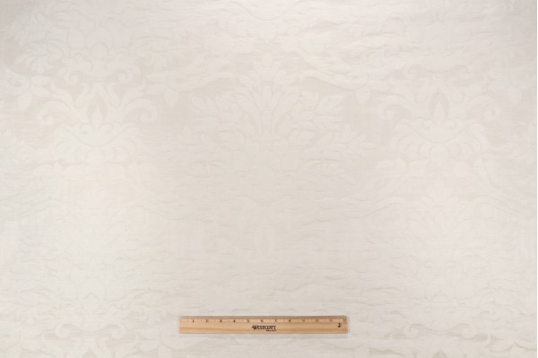 Grey Watkins Silvabella Damask Decorator Fabric in Creme for Scalamandre