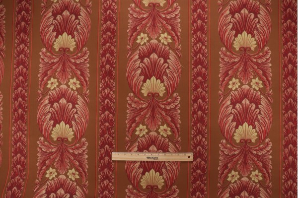 Grey Watkins Vincent Tapestry Upholstery Fabric in Tan/Red for Scalamandre