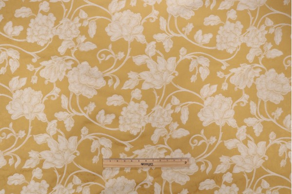 Scalamandre Turin Flamingo Damask Upholstery Fabric in Mustard