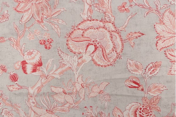 Thibaut Rittenhouse F94147 Printed Cotton Blend Drapery Fabric in Red on Linen